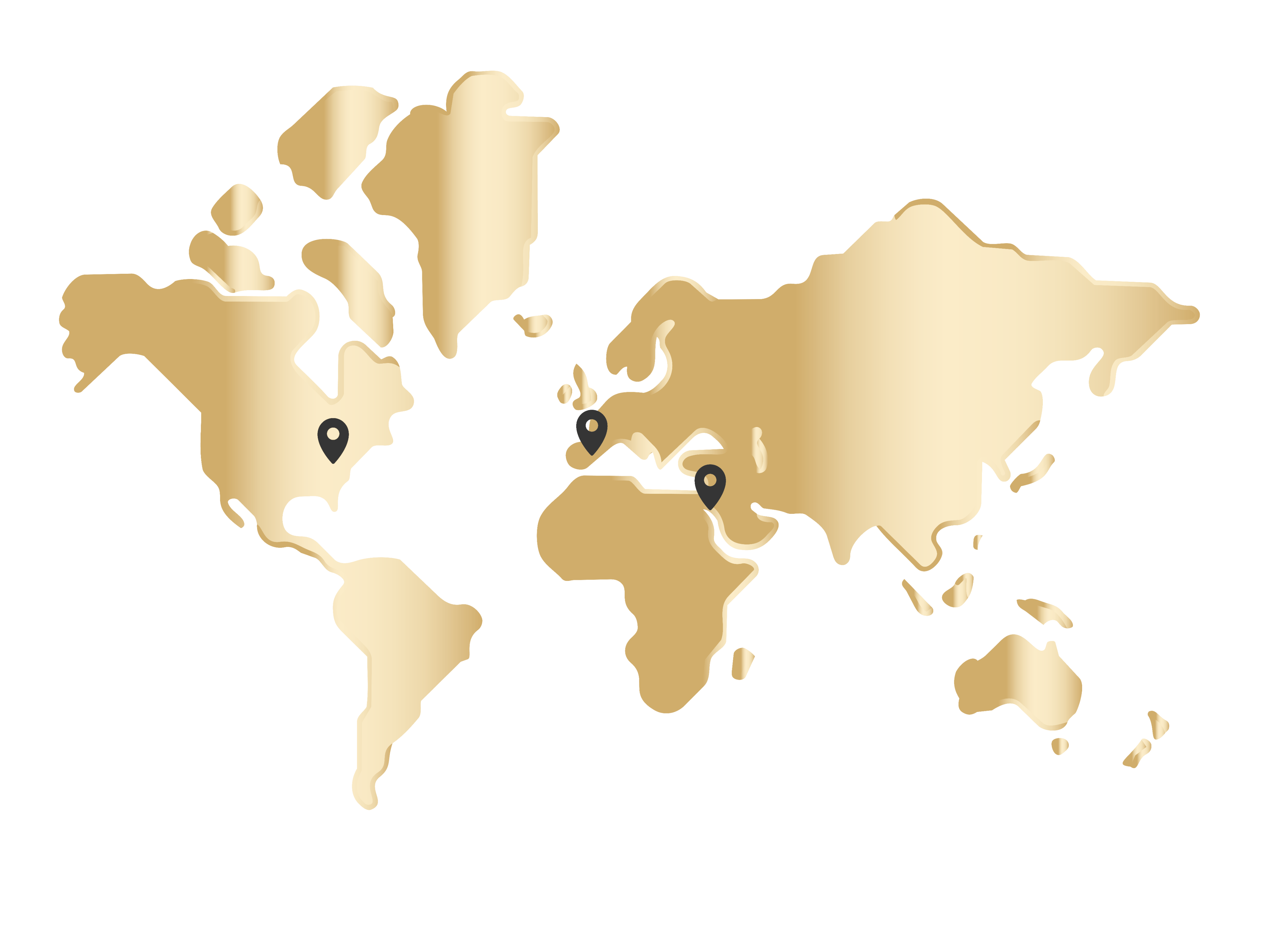 Worldwide projects map highlighting the United States, Europe and Israel